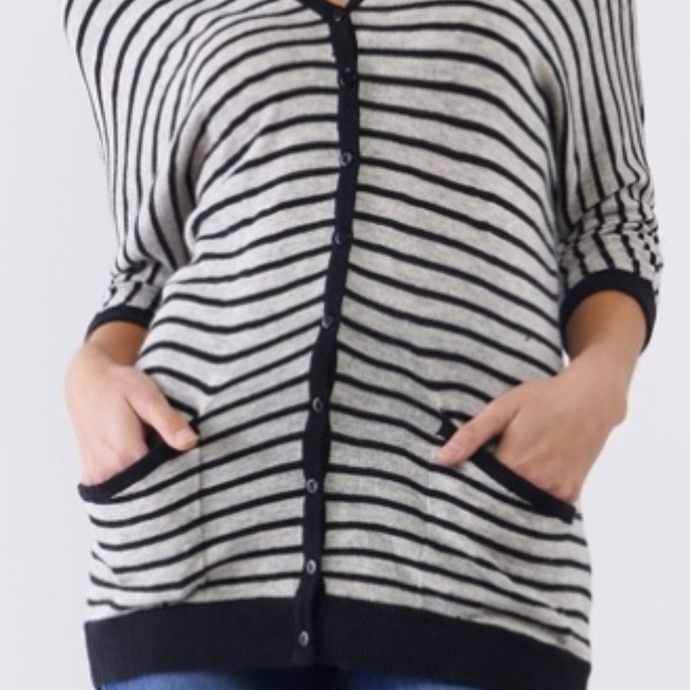 Grey Striped Cardigan